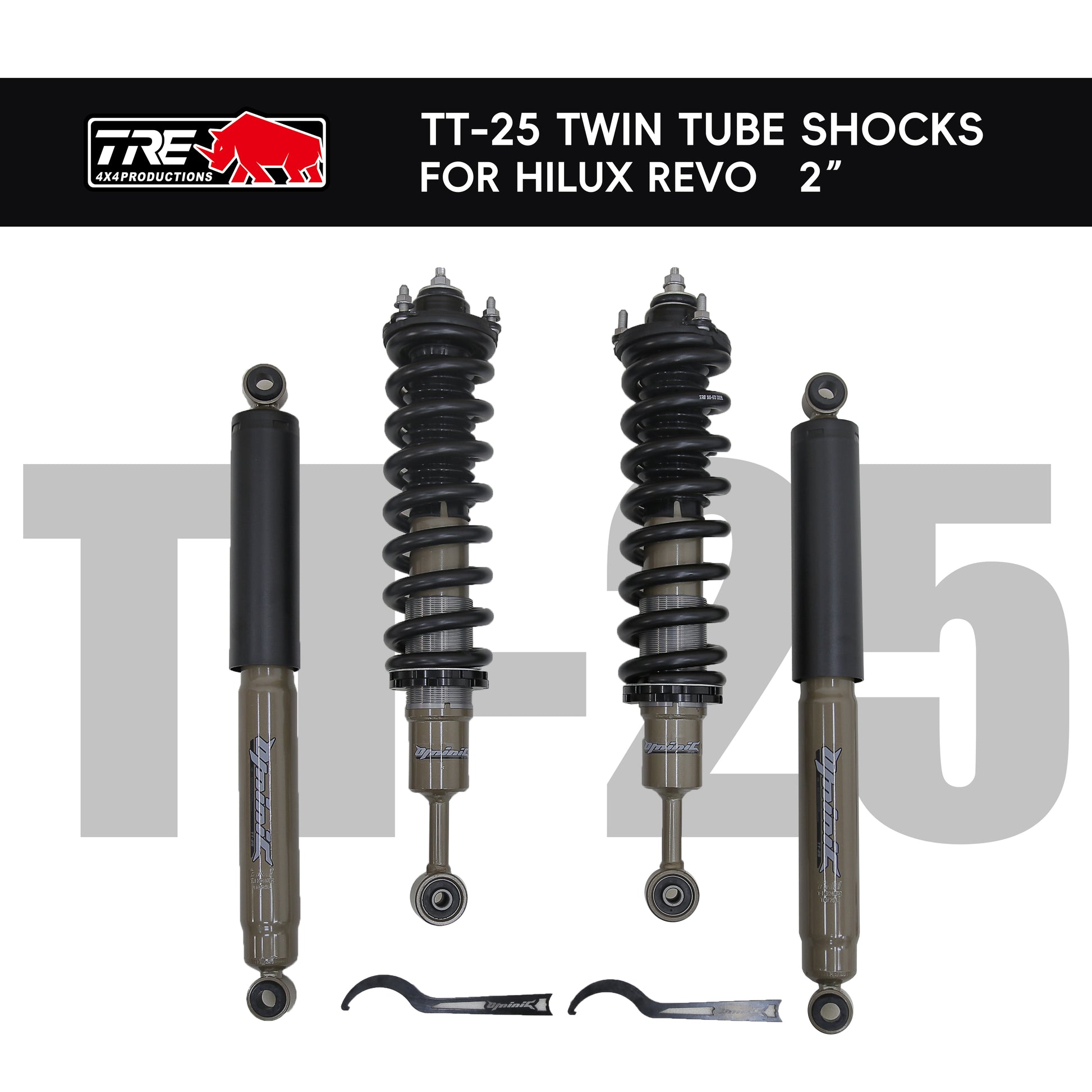 TRE4x4 2 inch Ominic Twin Tube Shock Absorber for Toyota Hilux Revo 2015-2020 front view