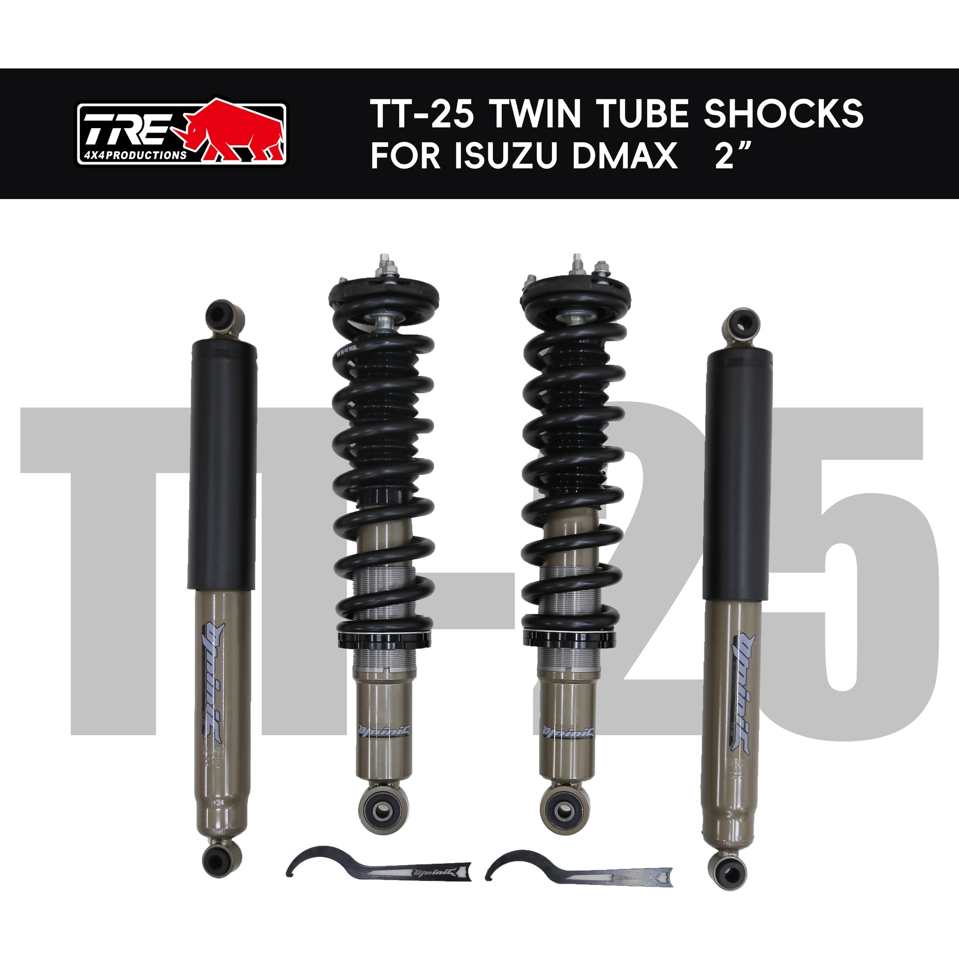 TRE4x4 2 inch Ominic Twin Tube Shock Absorber for Isuzu D-Max 2012-2020 front view